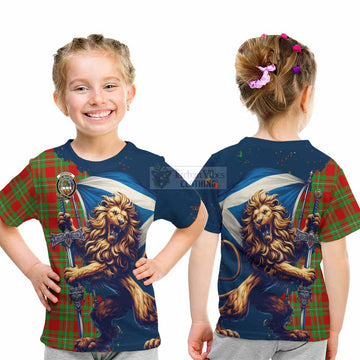Grierson Tartan Family Crest Kid T-Shirt with Scottish Majestic Lion - Tartan Vibes Clothing