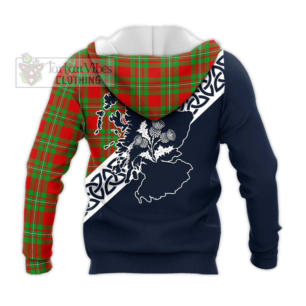 Grierson Tartan Knitted Hoodie Featuring Thistle and Scotland Map - Tartan Vibes Clothing