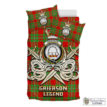 Grierson Tartan Bedding Set with Clan Crest and the Golden Sword of Courageous Legacy