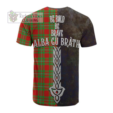 Tartan Vibes Clothing Grierson Tartan Family Crest Cotton T-shirt Alba Gu Brath Be Brave Lion Ancient Style
