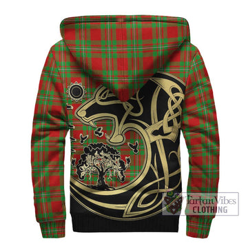 Grierson Tartan Sherpa Hoodie with Family Crest Celtic Wolf Style - Tartan Vibes Clothing