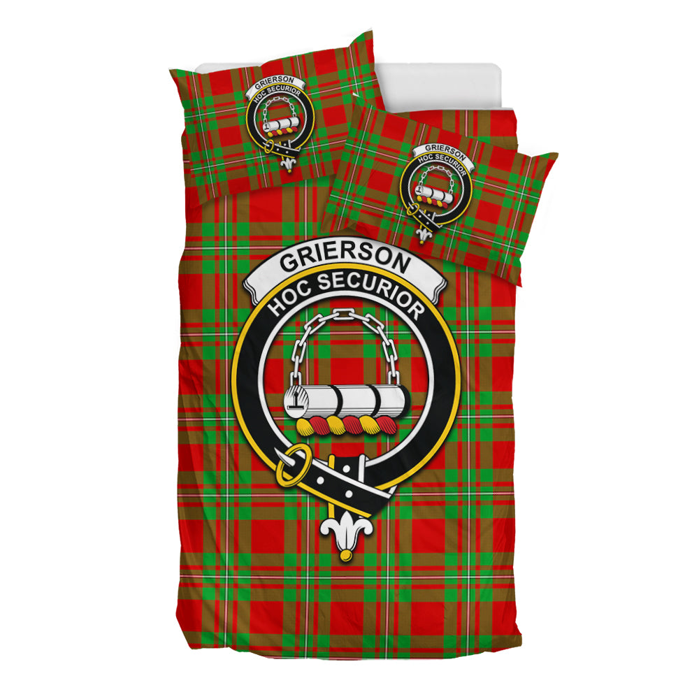Grierson Tartan Bedding Set with Family Crest - Tartan Vibes Clothing