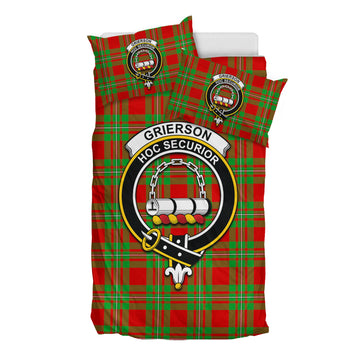 Grierson Tartan Bedding Set with Family Crest - Tartan Vibes Clothing
