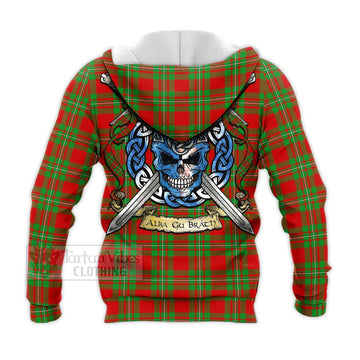 Grierson Tartan Knitted Hoodie with Family Crest Celtic Skull Style - Tartan Vibes Clothing