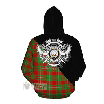 Grierson Tartan Cotton Hoodie with Family Crest and Military Logo Style Pullover Hoodie - Tartan Vibes Clothing