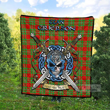 Grierson Tartan Quilt with Celtic Skull Alba Gu Brath Style - Tartan Vibes Clothing