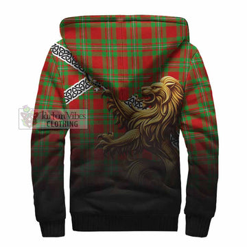 Grierson Crest Tartan Sherpa Hoodie with Golden Lion Emblem Celtic Style - Tartan Vibes Clothing