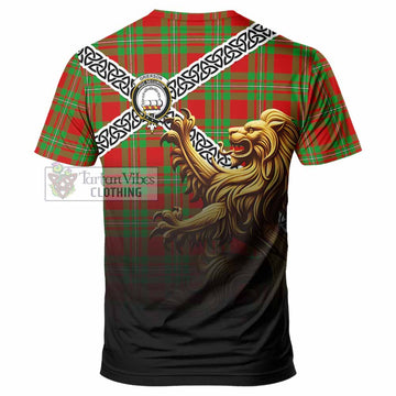Grierson Crest Tartan T-Shirt with Golden Lion Emblem Celtic Style - Tartan Vibes Clothing