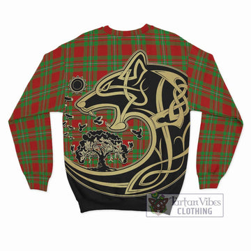 Grierson Tartan Sweatshirt with Family Crest Celtic Wolf Style - Tartan Vibes Clothing