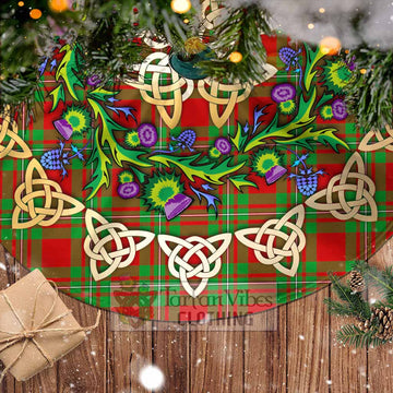 Tartan Vibes Clothing Grierson Tartan Christmas Tree Skirt with Thistle Celtic Knot Style