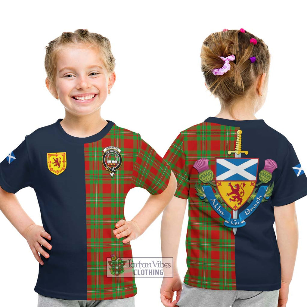 Grierson Tartan Kid T-Shirt Alba with Scottish Lion Royal Arm Half Style - Tartan Vibes Clothing