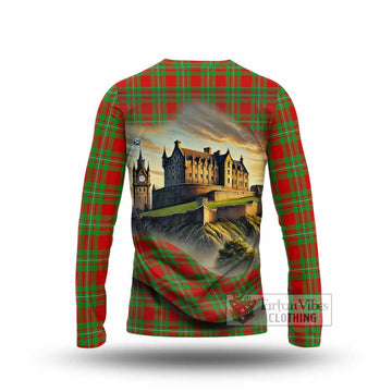 Grierson Tartan Family Crest Long Sleeve T-Shirt with Scottish Ancient Castle Style - Tartan Vibes Clothing