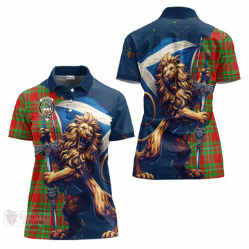 Grierson Tartan Family Crest Women's Polo Shirt with Scottish Majestic Lion - Tartan Vibes Clothing