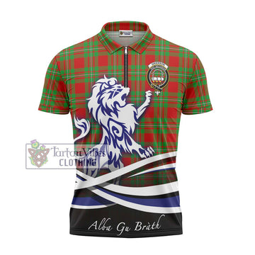 Grierson Tartan Zipper Polo Shirt with Alba Gu Brath Regal Lion Emblem - Tartan Vibes Clothing