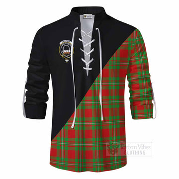 Grierson Tartan Ghillie Kilt Shirt with Family Crest and Military Logo Style - Tartan Vibes Clothing