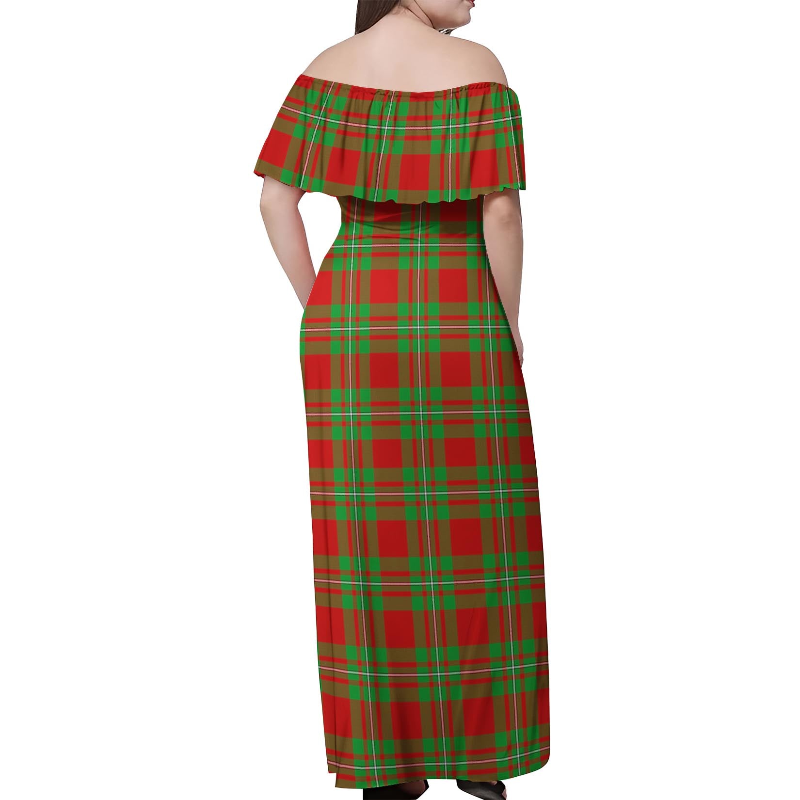 Grierson Tartan Off Shoulder Long Dress - Tartan Vibes Clothing