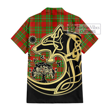 Grierson Tartan Hawaiian Shirt with Family Crest Celtic Wolf Style - Tartan Vibes Clothing