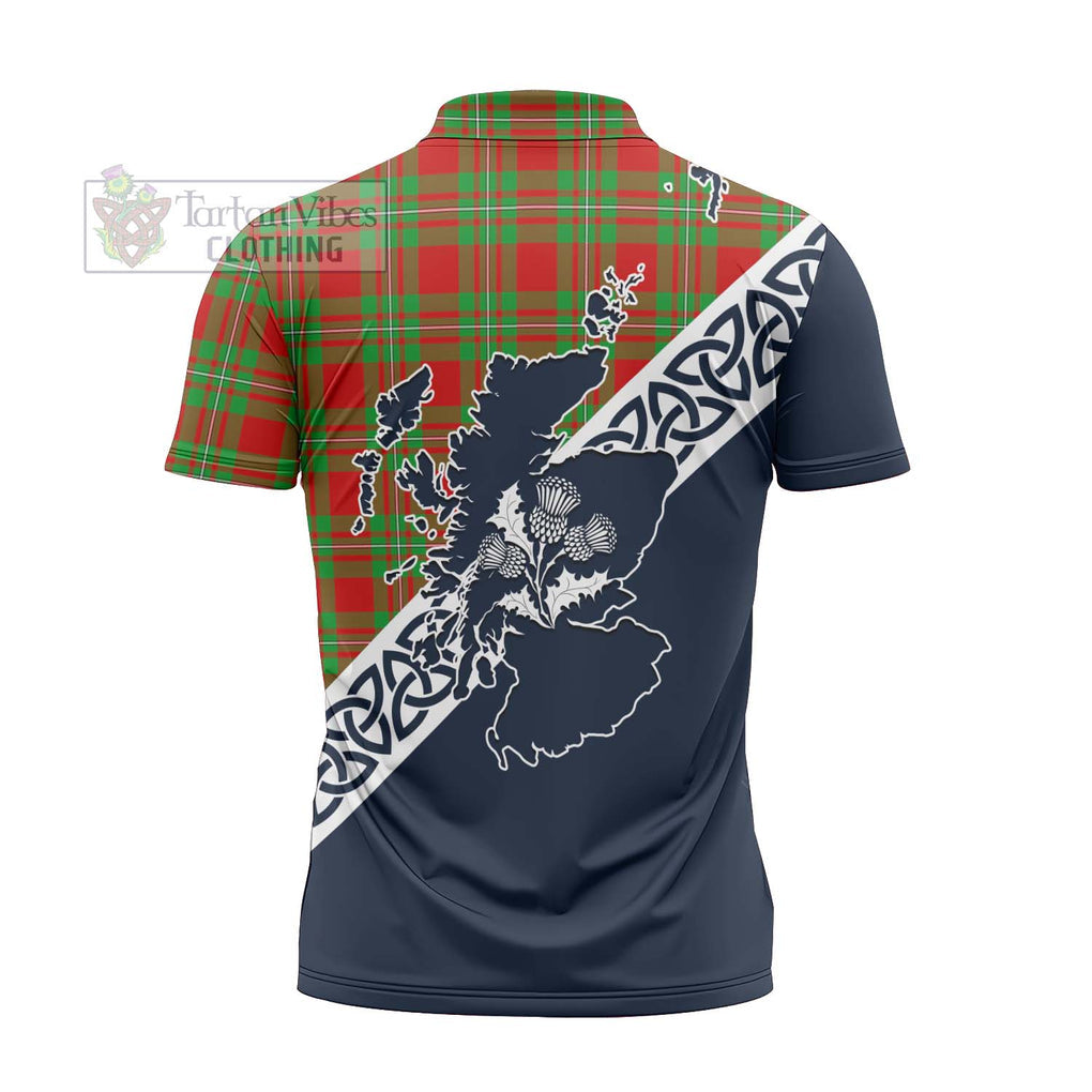 Grierson Tartan Zipper Polo Shirt Featuring Thistle and Scotland Map - Tartanvibesclothing Store