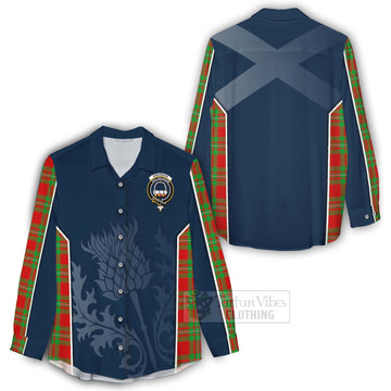 Tartan Vibes Clothing Grierson Tartan Women's Casual Shirt with Family Crest and Scottish Thistle Vibes Sport Style