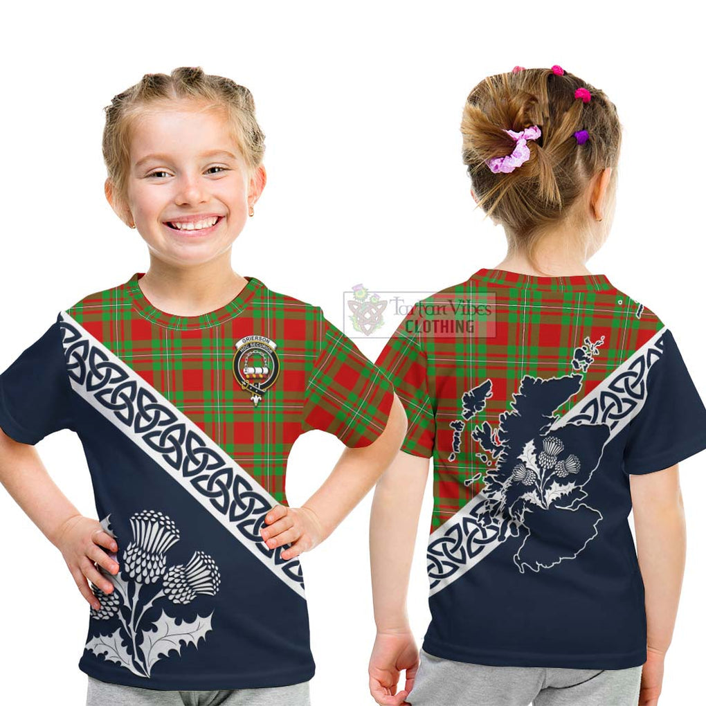 Grierson Tartan Kid T-Shirt Featuring Thistle and Scotland Map - Tartan Vibes Clothing