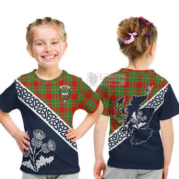 Grierson Tartan Kid T-Shirt Featuring Thistle and Scotland Map - Tartan Vibes Clothing