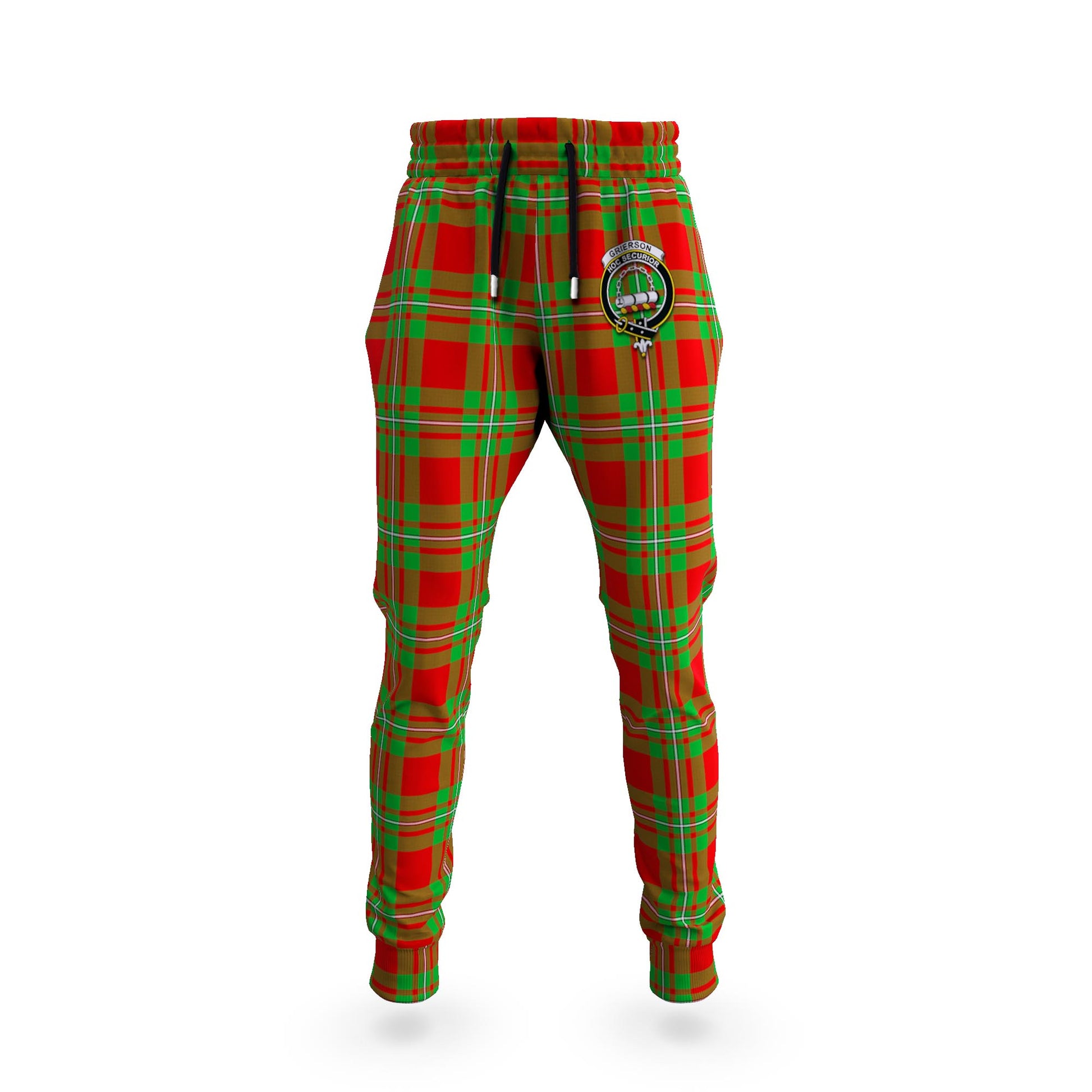 Grierson Tartan Joggers Pants with Family Crest 5XL - Tartan Vibes Clothing