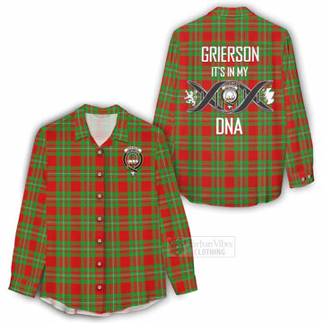 Grierson Tartan Women's Casual Shirt with Family Crest DNA In Me Style - Tartan Vibes Clothing