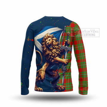 Grierson Tartan Family Crest Long Sleeve T-Shirt with Scottish Majestic Lion - Tartan Vibes Clothing