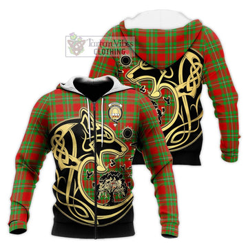 Grierson Tartan Knitted Hoodie with Family Crest Celtic Wolf Style Unisex Knitted Zip Hoodie - Tartan Vibes Clothing