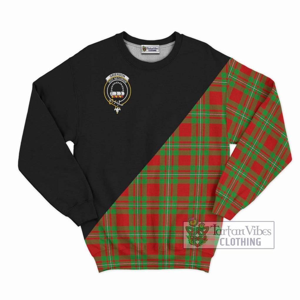 Grierson Tartan Sweatshirt with Family Crest and Military Logo Style - Tartan Vibes Clothing