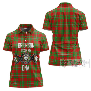 Grierson Tartan Women's Polo Shirt with Family Crest DNA In Me Style - Tartan Vibes Clothing