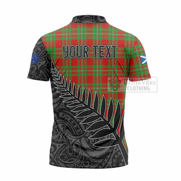 Grierson Crest Tartan Zipper Polo Shirt with New Zealand Silver Fern Half Style - Tartan Vibes Clothing