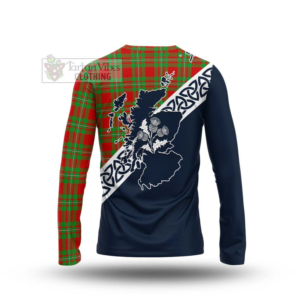 Grierson Tartan Long Sleeve T-Shirt Featuring Thistle and Scotland Map - Tartan Vibes Clothing