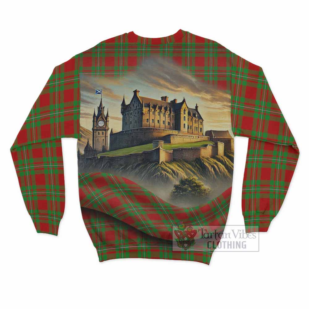 Grierson Tartan Family Crest Sweatshirt with Scottish Ancient Castle Style - Tartan Vibes Clothing