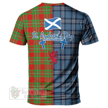 Grierson Tartan T-Shirt Happy St. Andrew's Day Half Tartan Style - Tartan Vibes Clothing