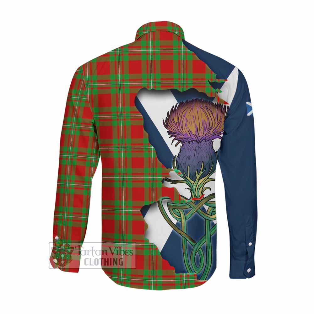 Tartan Vibes Clothing Grierson Tartan Family Crest Long Sleeve Button Shirt Scottish Thistle Celtic Inspired