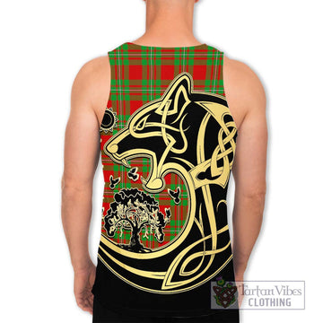 Grierson Tartan Men's Tank Top with Family Crest Celtic Wolf Style - Tartan Vibes Clothing