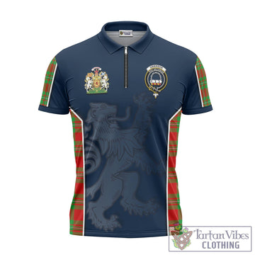 Grierson Tartan Zipper Polo Shirt with Family Crest and Lion Rampant Vibes Sport Style - Tartan Vibes Clothing