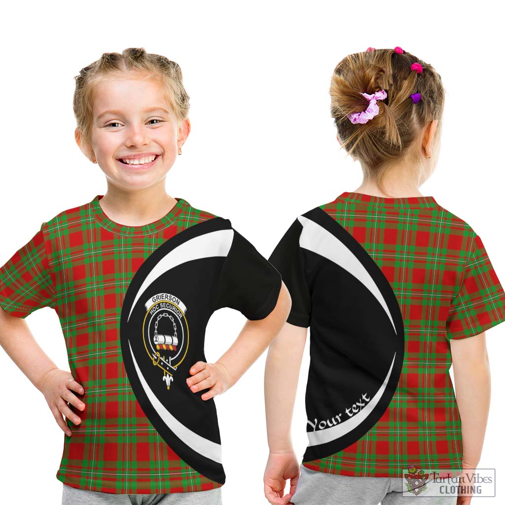 Grierson Tartan Kid T-Shirt with Family Crest Circle Style - Tartan Vibes Clothing