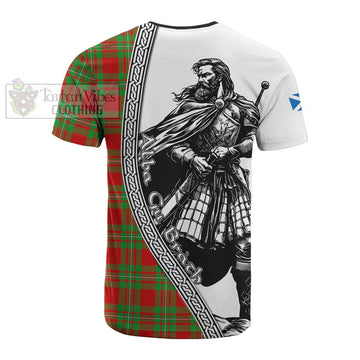 Grierson Tartan Clan Crest Cotton T-shirt with Highlander Warrior Celtic Style