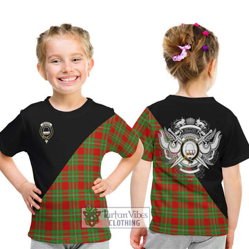 Grierson Tartan Kid T-Shirt with Family Crest and Military Logo Style - Tartan Vibes Clothing