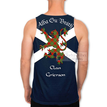 Grierson Tartan Lion Rampant Men's Tank Top Proudly Display Your Heritage with Alba Gu Brath and Clan Name - Tartan Vibes Clothing