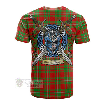 Tartan Vibes Clothing Grierson Tartan Cotton T-shirt with Family Crest Celtic Skull Style