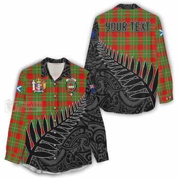 Grierson Crest Tartan Women's Casual Shirt with New Zealand Silver Fern Half Style - Tartan Vibes Clothing