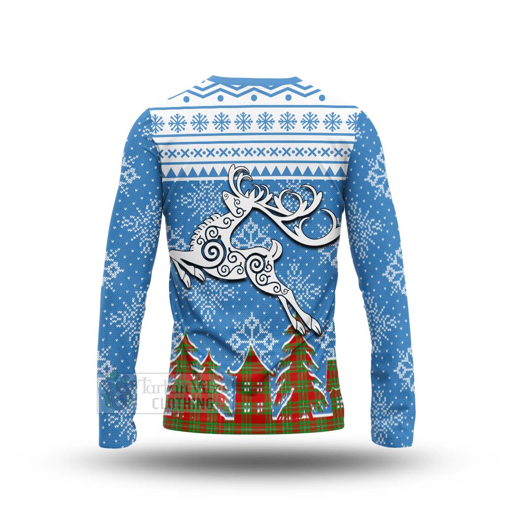 Grierson Clan Christmas Long Sleeve T-Shirt Celtic Reindeer Style - Tartan Vibes Clothing
