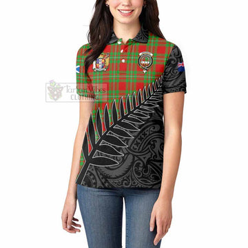 Grierson Crest Tartan Women's Polo Shirt with New Zealand Silver Fern Half Style - Tartan Vibes Clothing