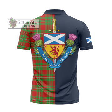 Grierson Tartan Zipper Polo Shirt Alba with Scottish Lion Royal Arm Half Style - Tartan Vibes Clothing