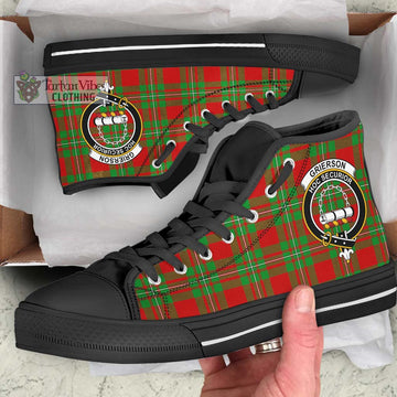 Grierson Tartan High Top Shoes with Family Crest - Tartan Vibes Clothing