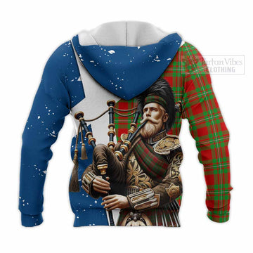 Grierson Tartan Knitted Hoodie with Family Crest Scottish Bagpiper Vibes - Tartan Vibes Clothing