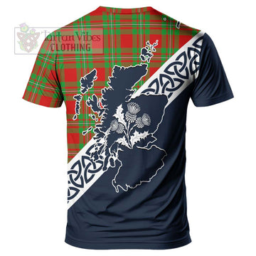 Grierson Tartan T-Shirt Featuring Thistle and Scotland Map - Tartanvibesclothing Store